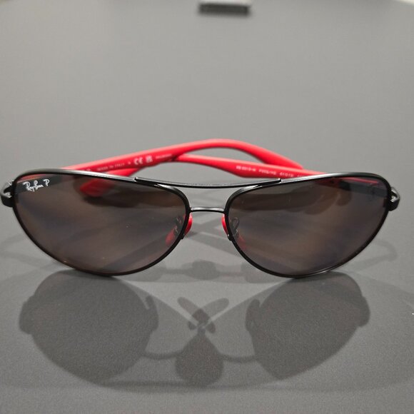 Ray Ban Scuderia Ferrari Silver Mirror Chromance Aviator Sunglasses RB8313M - Picture 11 of 16